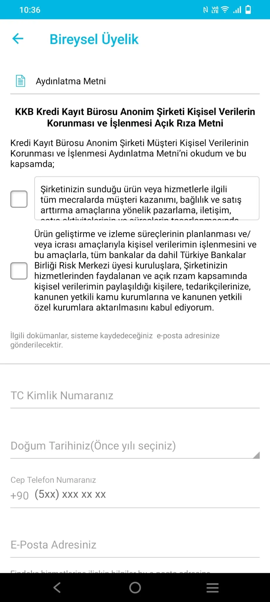 Findeks Mobil Uygulama Üyelik 