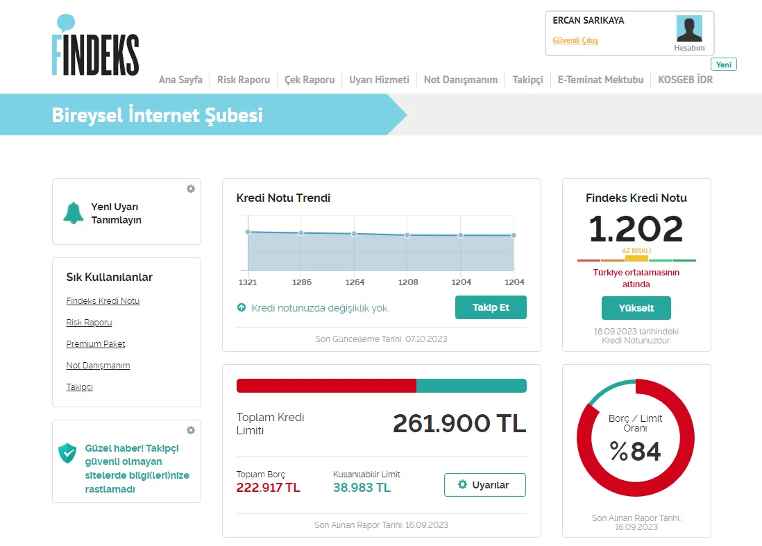 Findeks Satın Al Kredi Notu Ekranı 