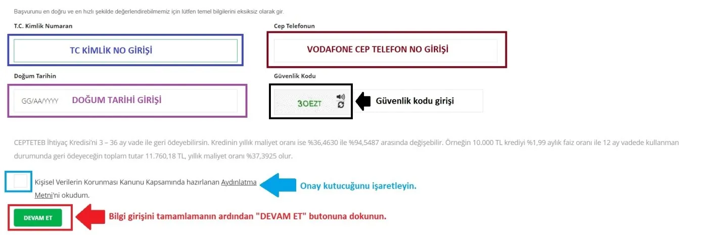 Vodafone Faturalı Hatta Kredi