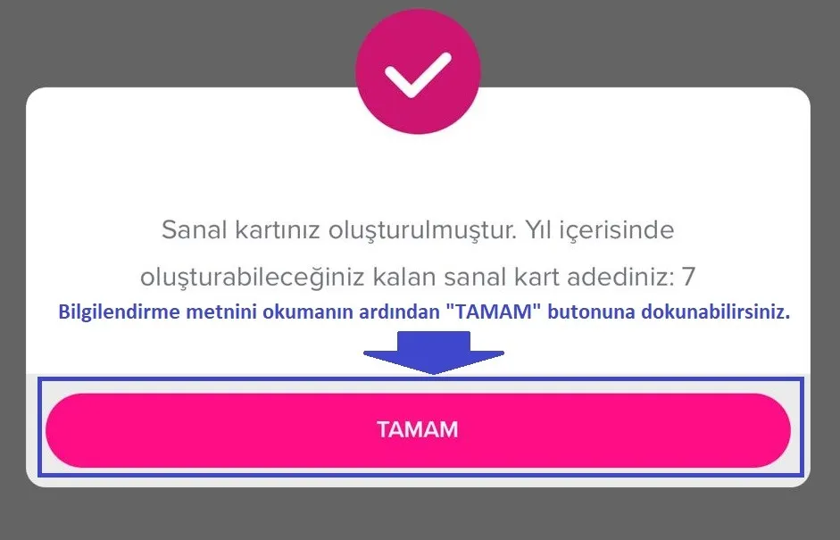 İş Bankası Sanal Kart Oluşturma Sonuç