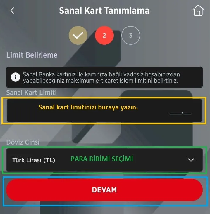 Ziraat Bankası Sanal Kart Oluşturma Limit ve Onay