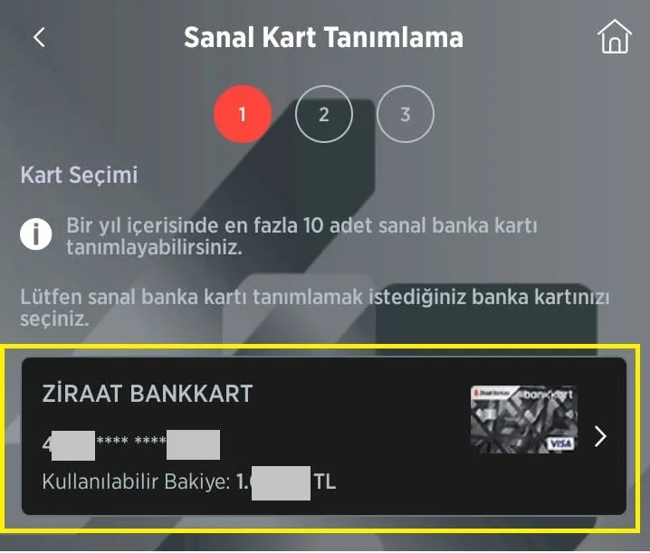 Ziraat Bankası Sanal Kart Oluşturma Kart Tanımlama