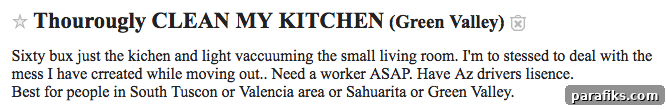 Craigslist gigs example