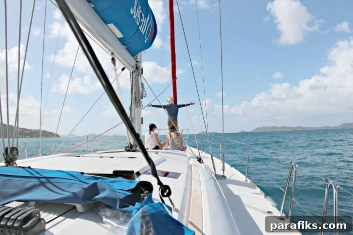 Sailing happiness moments after boarding
