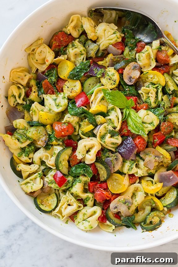 Tortellini with Pesto and Roasted Veggies