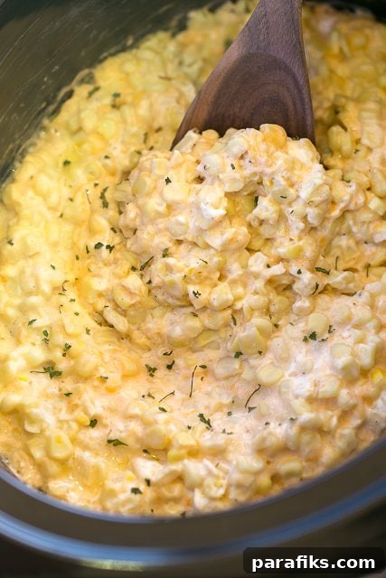 Slow Cooker Cheddar Corn