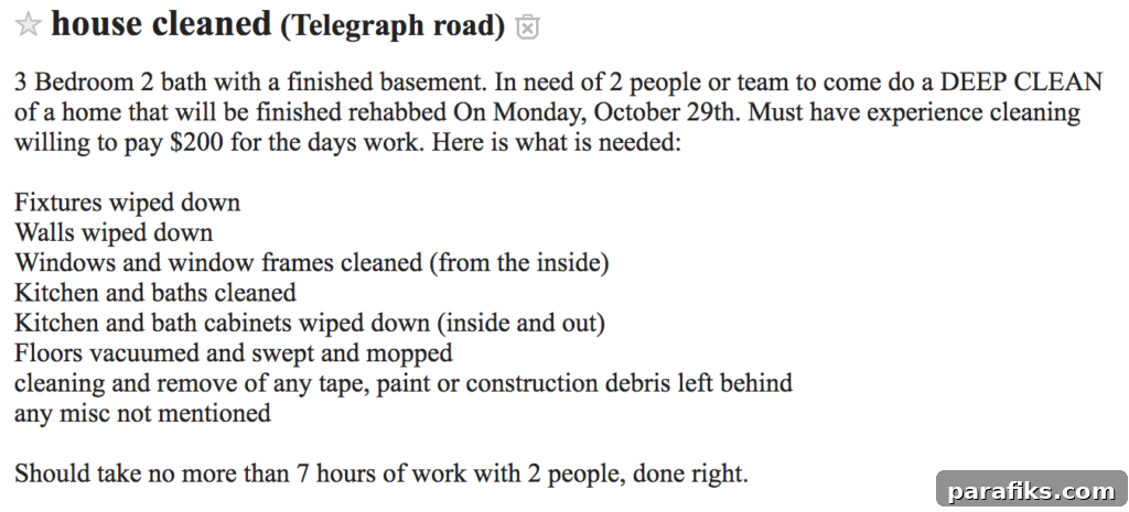 Craigslist gigs examples