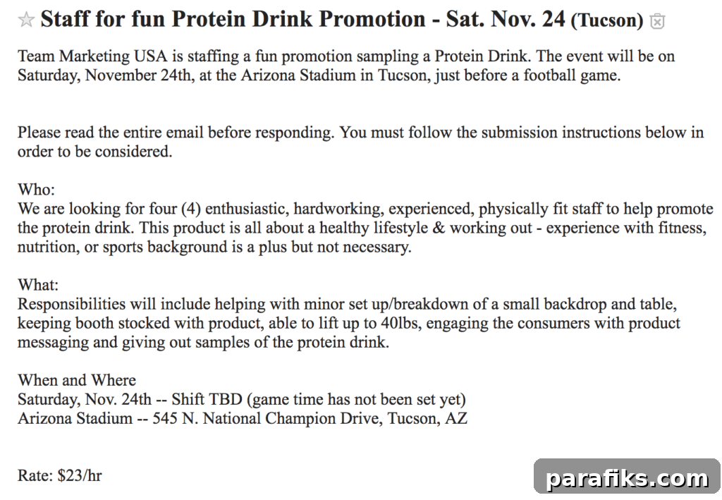 Craigslist gigs examples