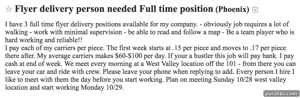 Craigslist gigs examples
