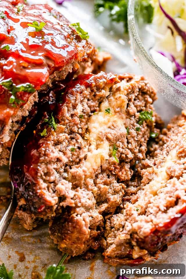 Mozzarella stuffed meatloaf