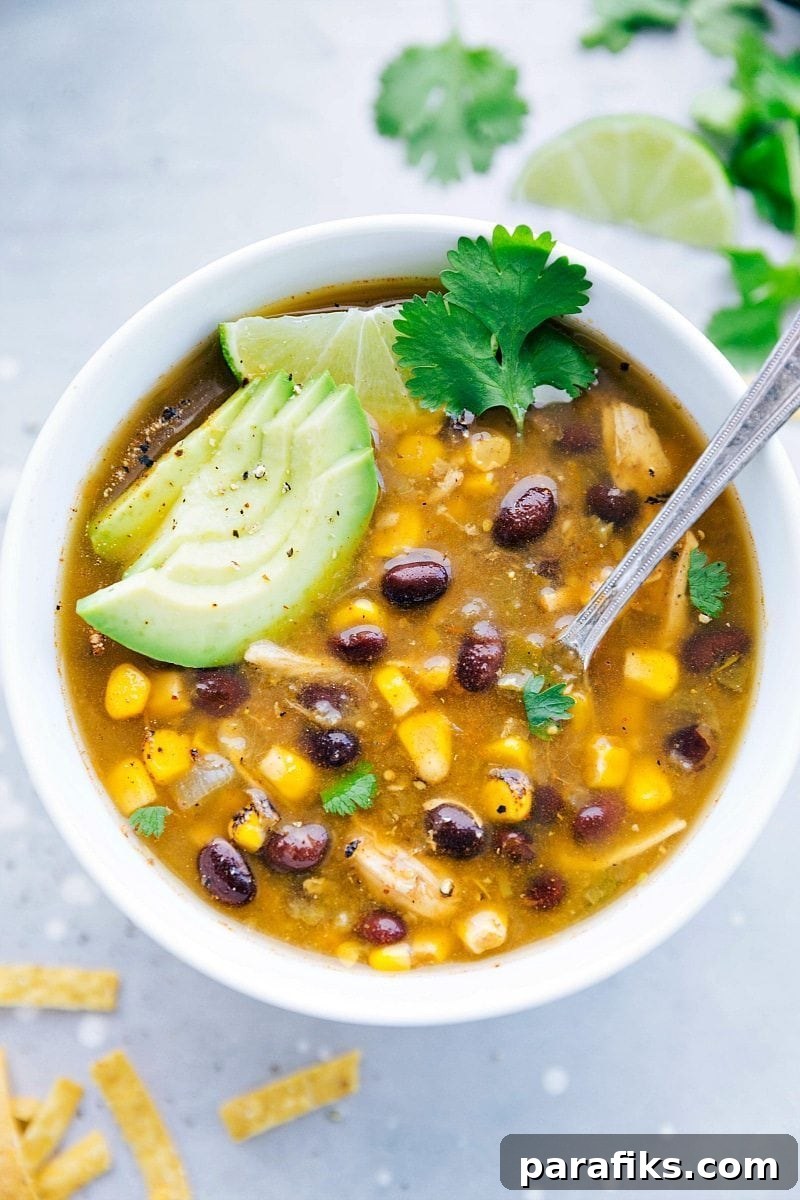 Salsa verde chicken soup