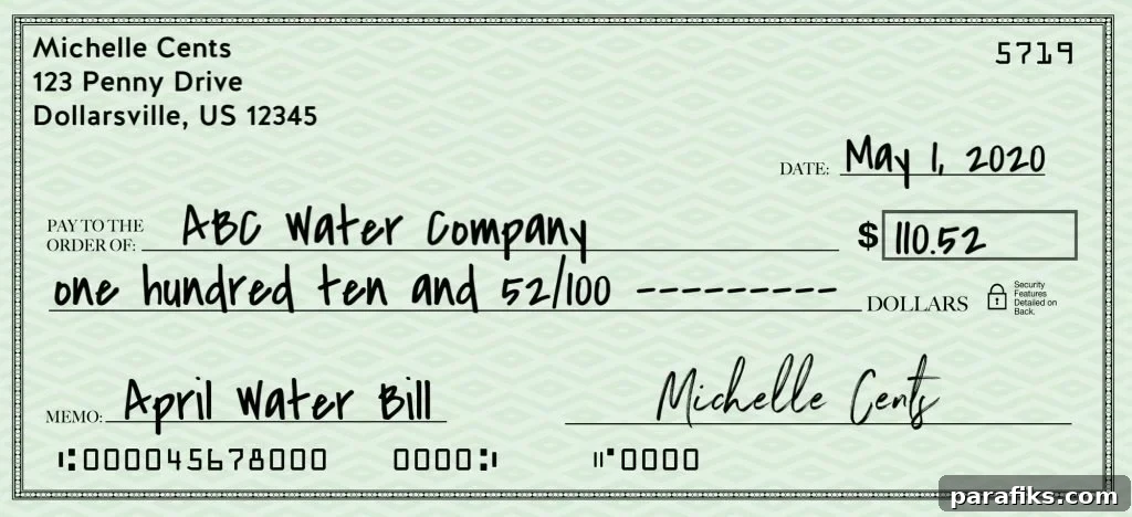 How to Fill Out a Check: Step-by-Step Instructions 2 how to write a check - full check written out