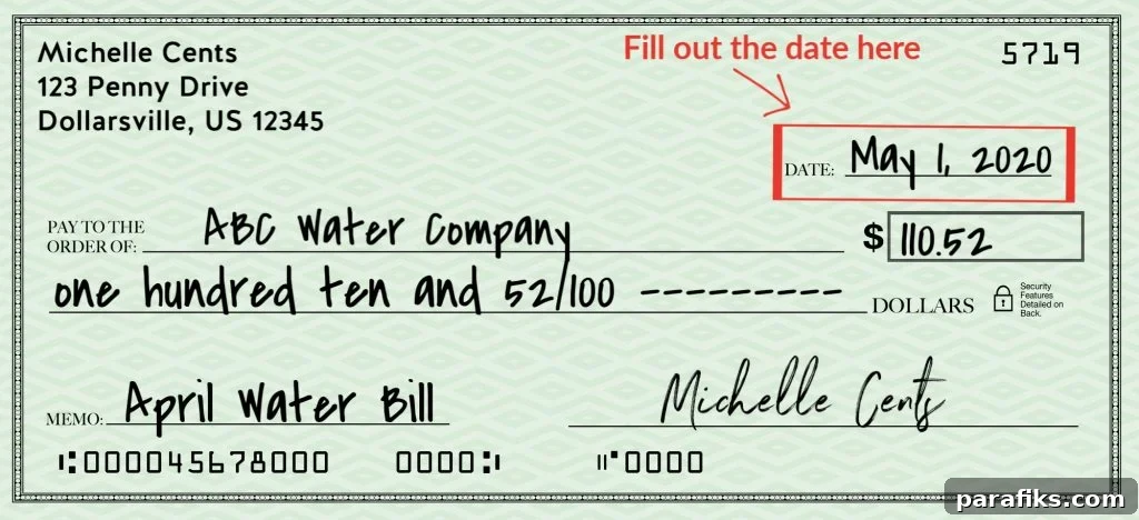 How to Fill Out a Check: Step-by-Step Instructions 3 check filled out with date