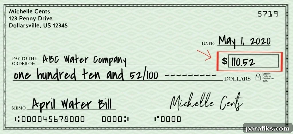 How to Fill Out a Check: Step-by-Step Instructions 5 check written out with dollars and cents