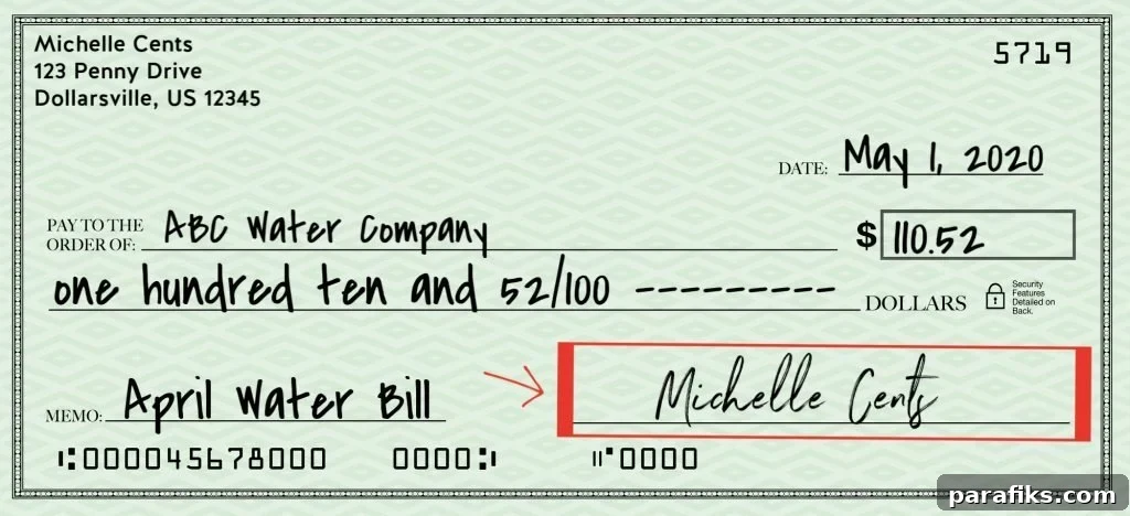 How to Fill Out a Check: Step-by-Step Instructions 8 signature on check filled out