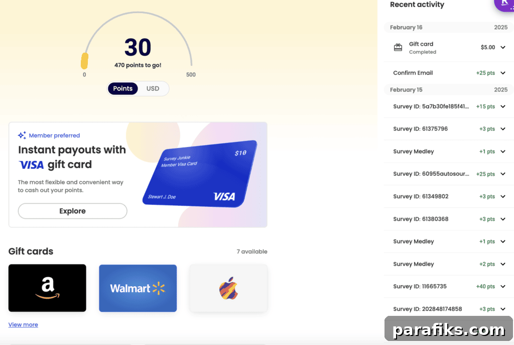 Survey Junkie Review: What I Earned in One Hour Taking Surveys 2 Survey Junkie dashboard screenshot