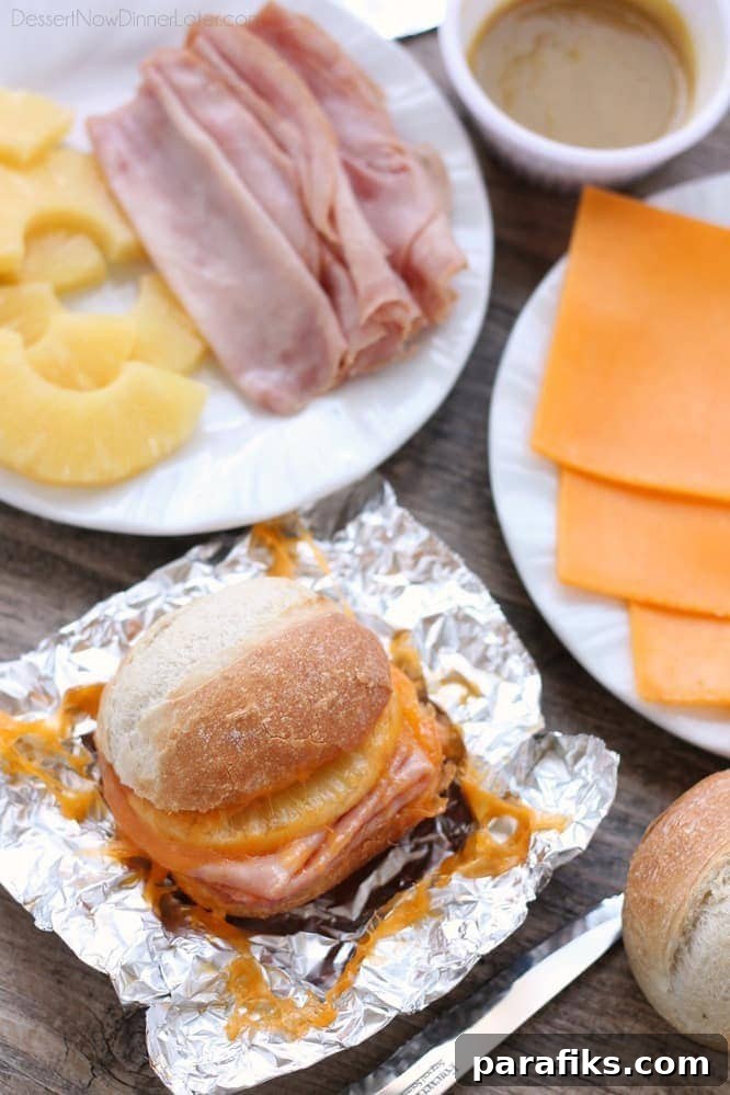 Hot ham and pineapple sandwiches