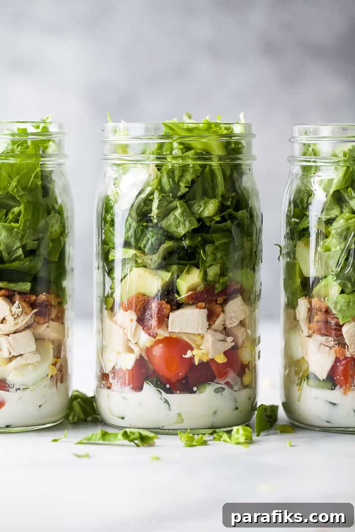 13 Salad Meal Prep Ideas to Save Time and Money 2 Mason Jar Cobb Salad
