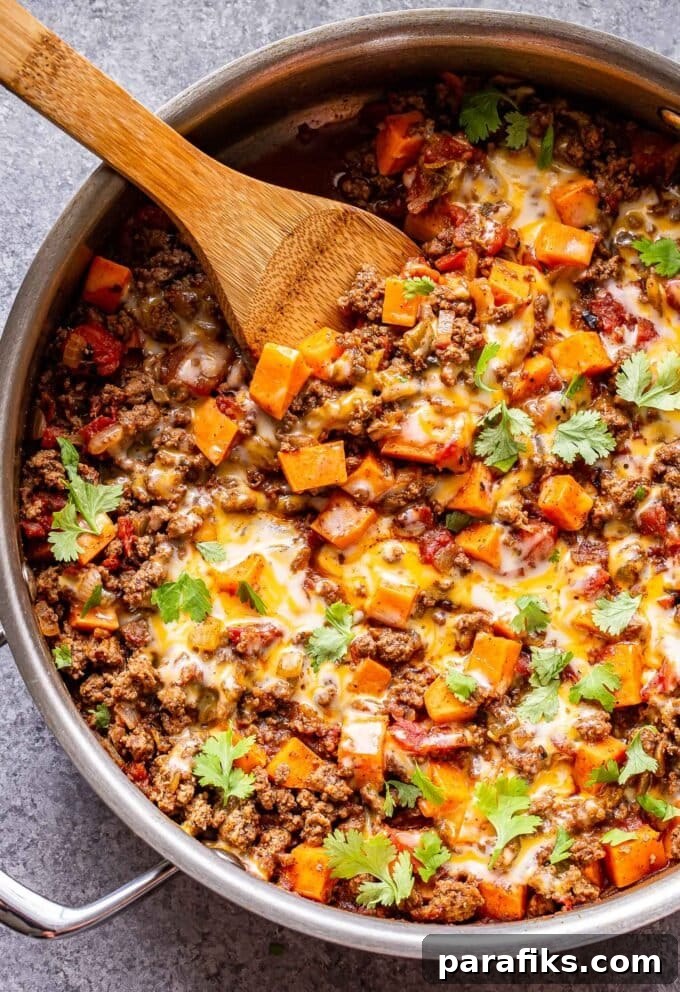 17 Budget-Friendly Ground Beef Recipes to Try This Week 9 Southwest Ground Beef And Sweet Potato Skillet