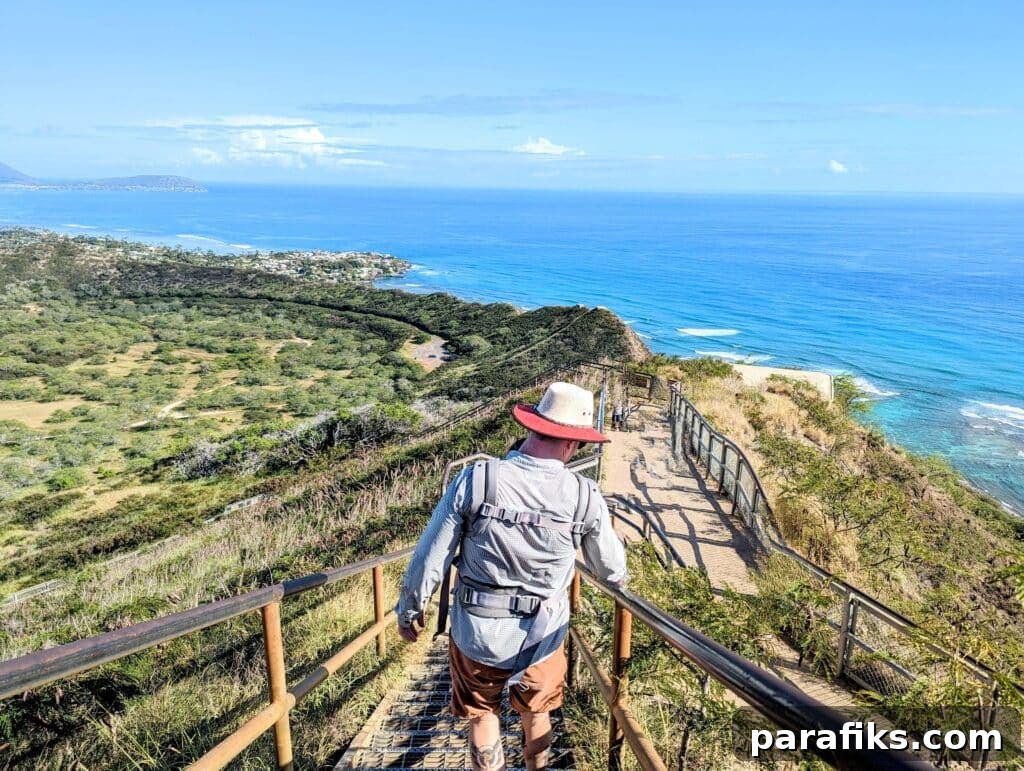 Around-the-World Cruise with a Child: 25+ Countries in 4 Months 7 around the world cruise stop in Honolulu Hawaii. This is a picture of the Diamond Head hike
