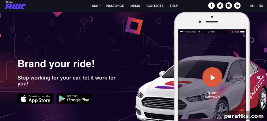 car advertising app with stickerride