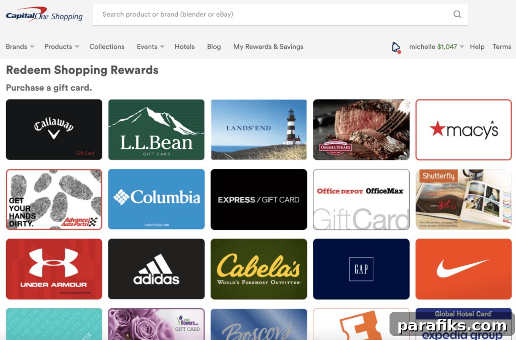 capital one shopping rewards gift cards