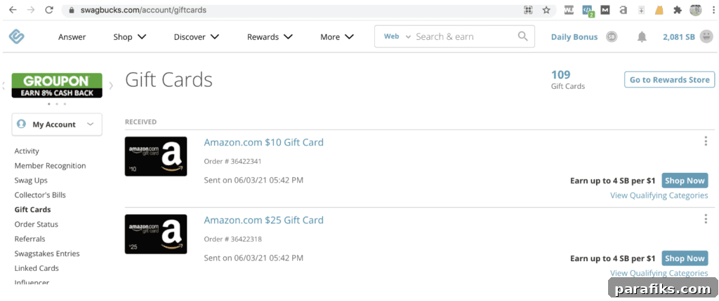 13 Ways to Score Free Visa Gift Cards 2 screenshot of swagbucks free gift cards