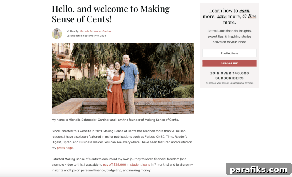 Here’s what my About page looks like.