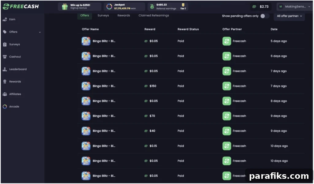 22 Apps That Pay You Real Money Instantly 3 Freecash screenshot of apps that pay real money instantly