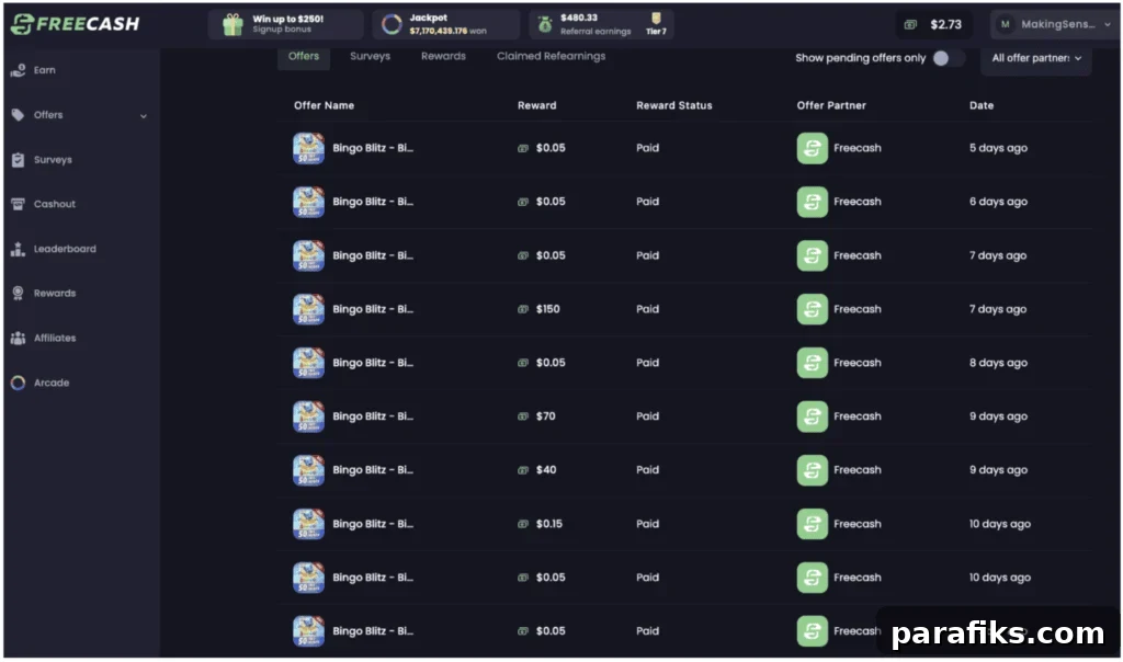 How to Get Free DoorDash Gift Cards: 9 Proven Methods 2 Proof that I’ve made money playing games on Freecash. The $0.05 amounts were rewards for playing 2 minutes each day. The larger amounts like $40, $70, and $150 were for reaching certain levels. I turned my points in all for free Amazon gift cards, but you can easily redeem them for DoorDash gift cards too.
