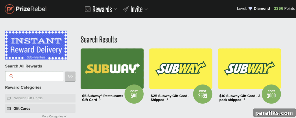 8 Legit Ways to Score a Free Subway Gift Card 2 Here are the free Subway gift cards you can get from PrizeRebel.