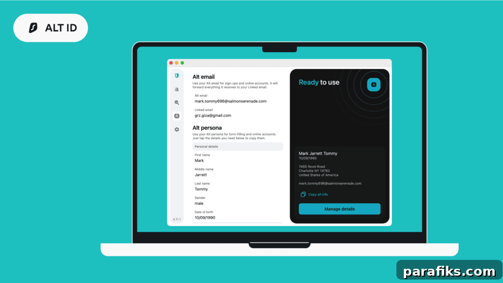 Hidden Costs of Sharing Personal Data and How to Avoid Them 2 - Alternative ID: This tool gives you a new identity to use online. It includes a fake name, email address, and other details, so you don’t have to share your real information. This is great for signing up for websites or newsletters without worrying about spam or data breaches.