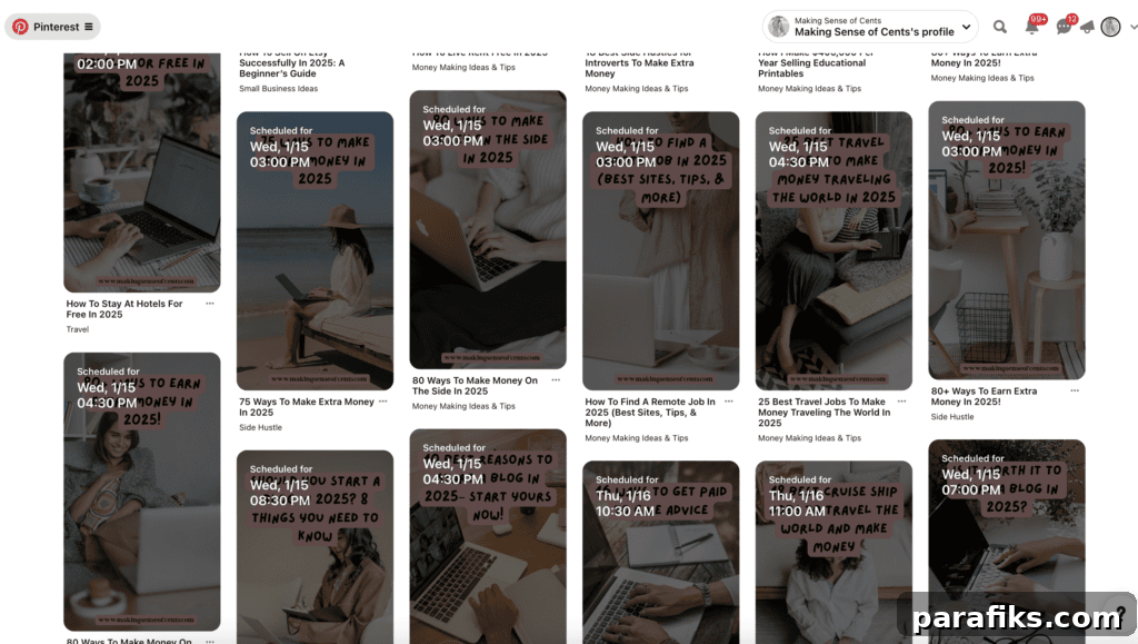 Here is a screenshot of the scheduling page I use as a Pinterest virtual assistant.