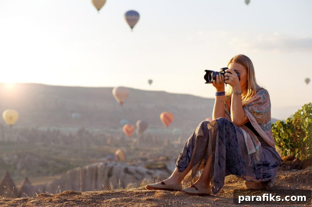 16 Proven Ways to Earn $20,000 a Month 3 woman holding camera and taking pictures of hot air balloons for article how to make $20,000 a month as a photographer