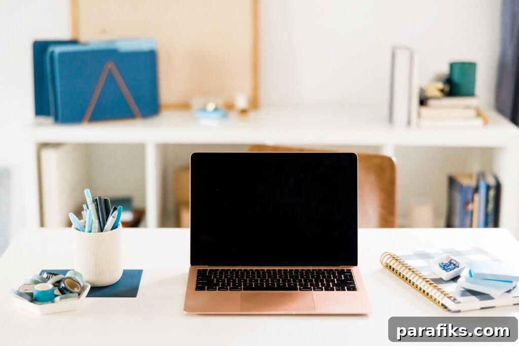 laptop on desk in office for article how working from home changed my life