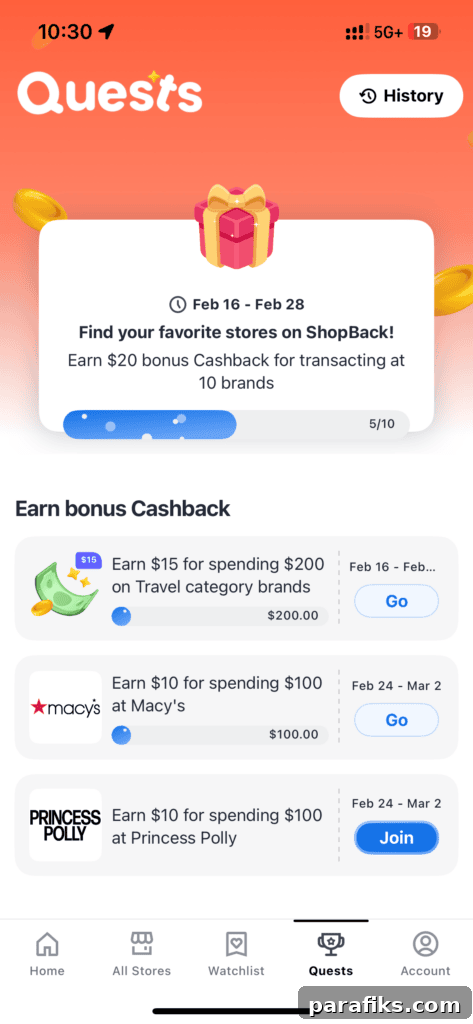 ShopBack shopping quests