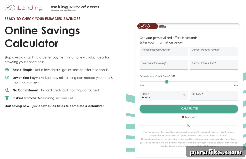 iLending Calculator car refinance