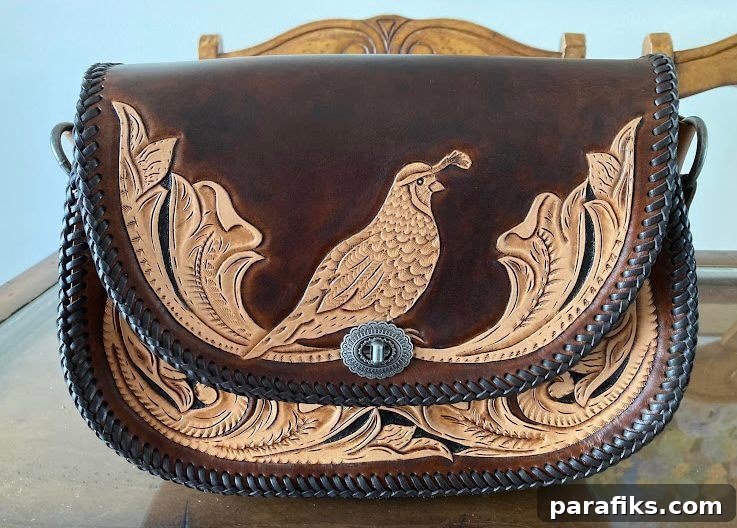 A leather purse my husband made for me.