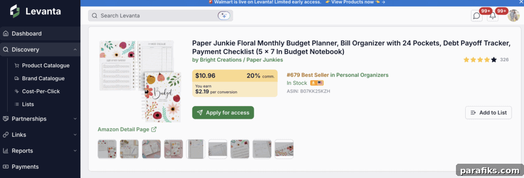 Here is an example of the commission you can earn by using Levanta for your Amazon affiliate links.