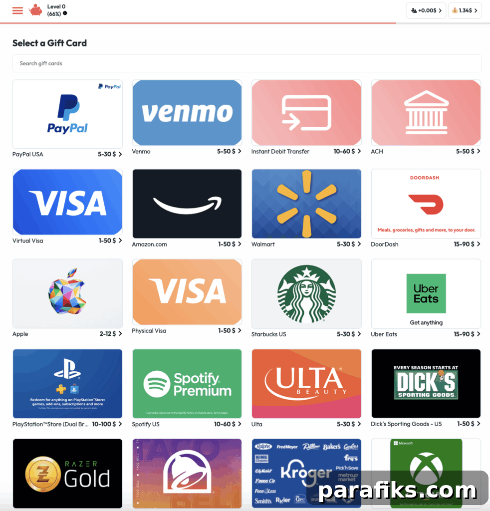 HeyPiggy gift card options