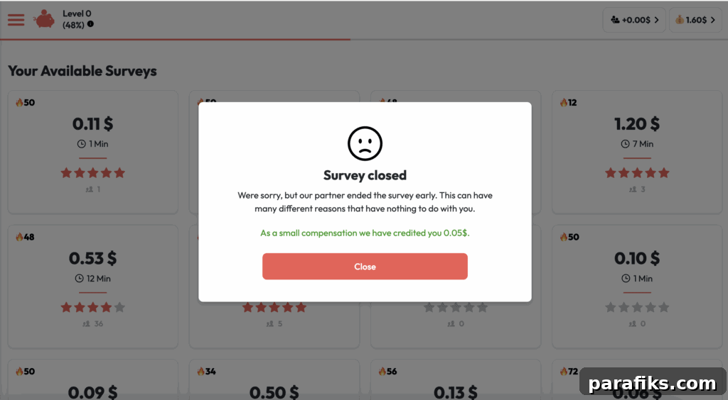 Example of a closed survey