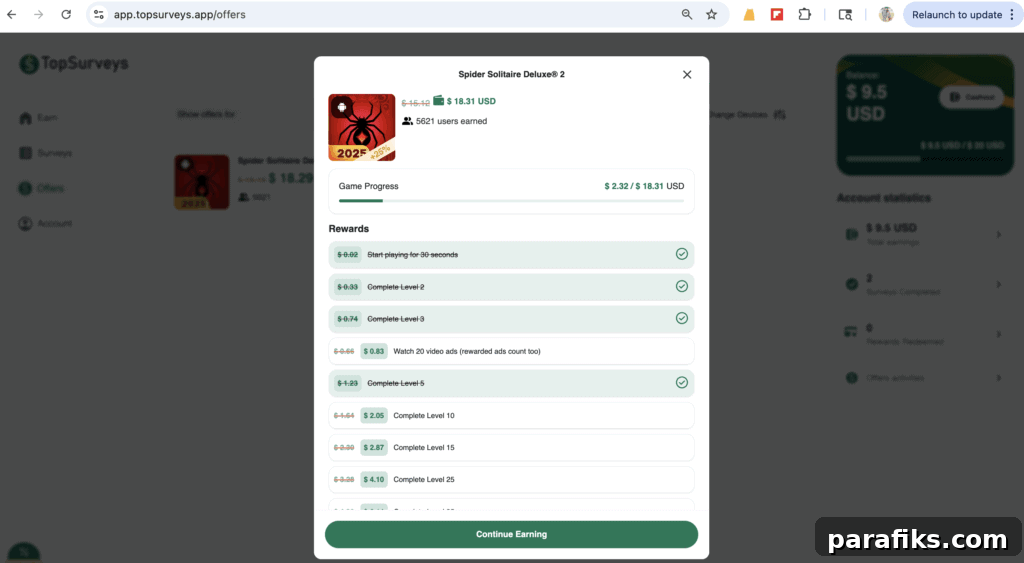TopSurveys Review: How I Made $20.06 in a Single Day 3 Here's an example of how much you can make playing games.