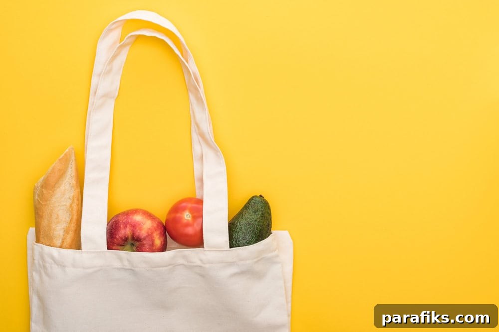 groceries in a cloth bag