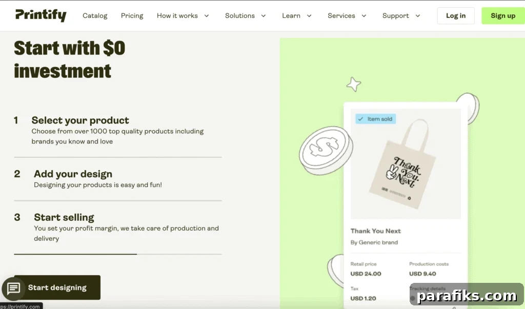 Printify vs Printful: Choosing the Right Print-on-Demand Platform for You 2 Printify's homepage.