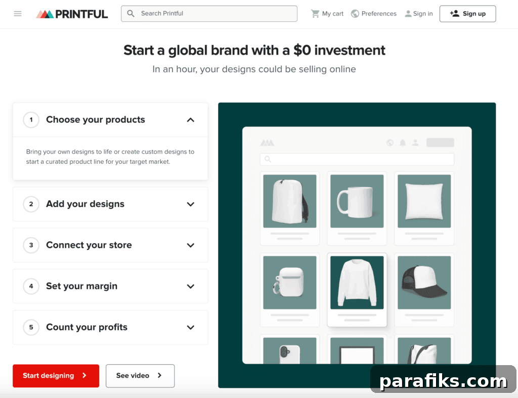 Printify vs Printful: Choosing the Right Print-on-Demand Platform for You 3 Printful's homepage.