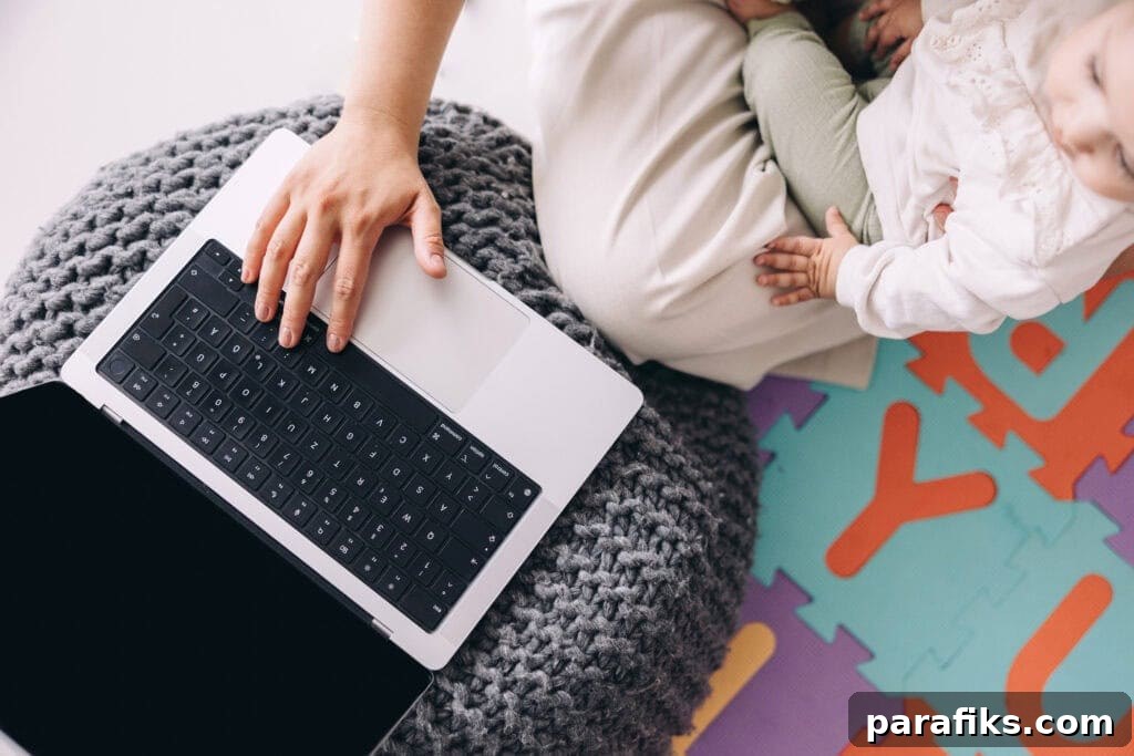 working with child on lap