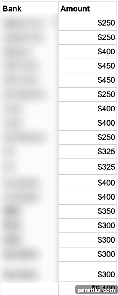 How I Earned $6,000 in 15 Months From Bank Bonuses (How You Can Too) 3 Here’s my actual list of bank bonuses since July 2024—$6,100 earned so far.