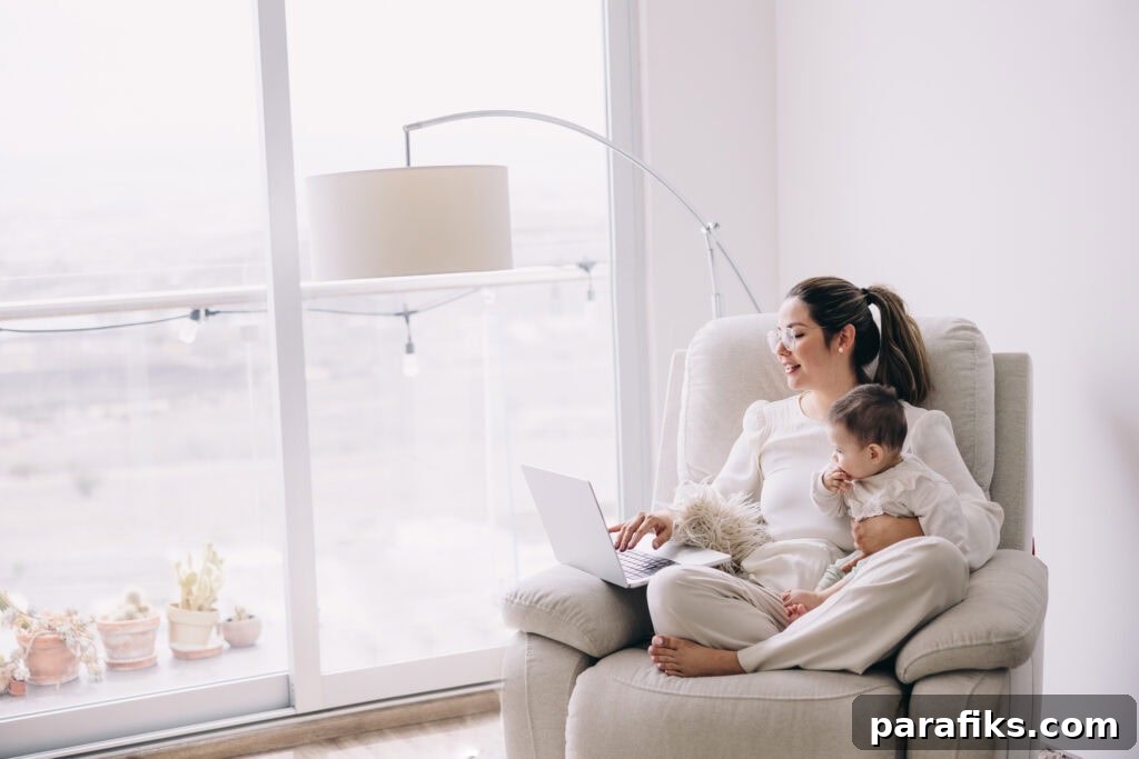 I've Tried 20+ Side Hustles — How to Prevent Burnout and Stay Productive 3 mom working on laptop while holding baby