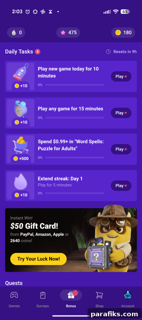 Snakzy App Review: How I Earned $55 Playing Mobile Games 3 Here's what the app looks like and some of the different ways you can earn.