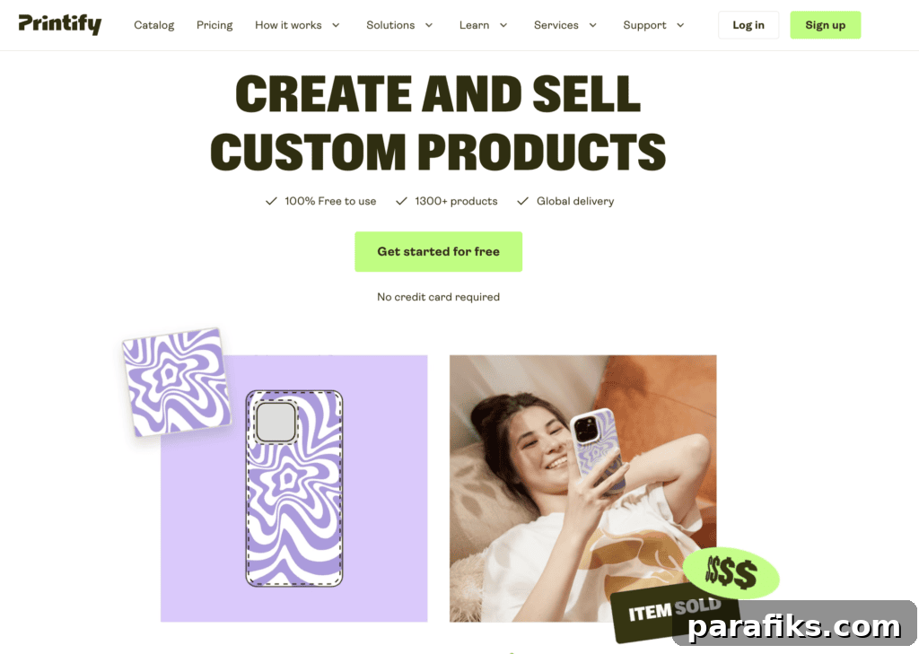 Printify's homepage